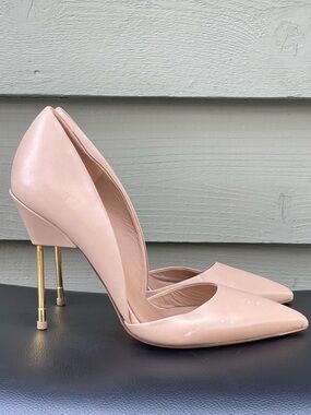 Kurt Geiger London Leather Pointed-Toe Stiletto Pumps Gold Heel size 39 US 9